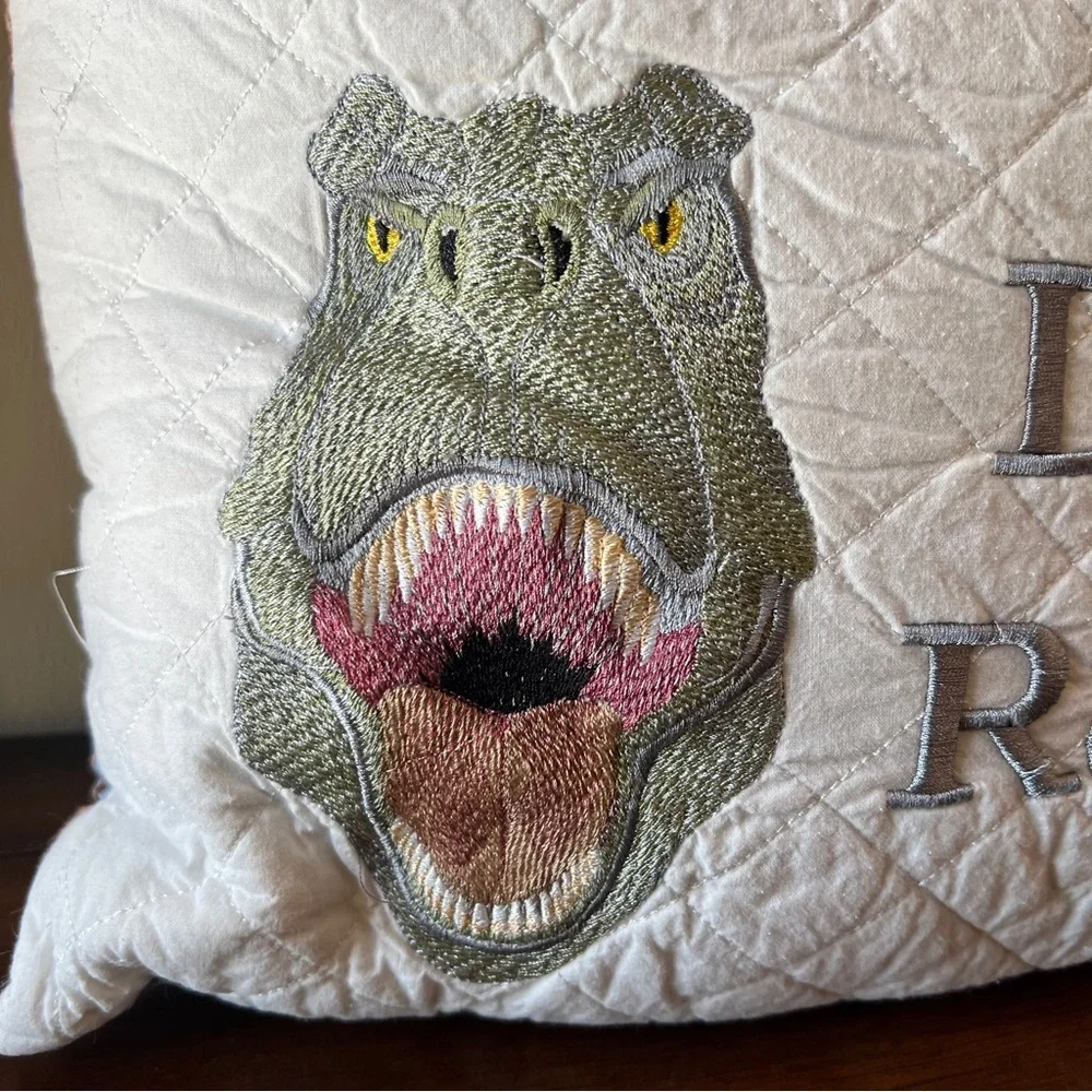 Lets Read Dinosaur Pillow Decorative Kids Decor Throw Accent Embroidered 13